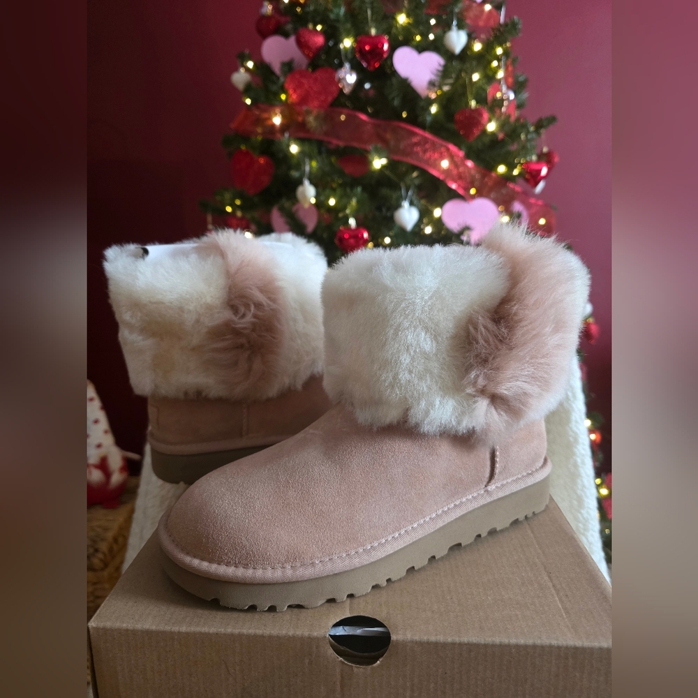 UGG Women's Blush and Cream Fur Boots